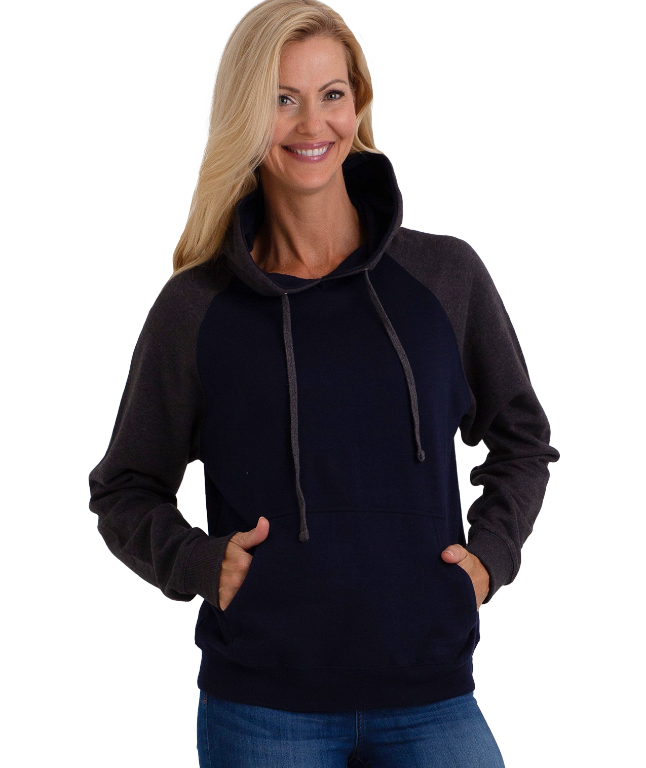 Coed Raglan Pullover Hoodie Fleece, 2-Tone