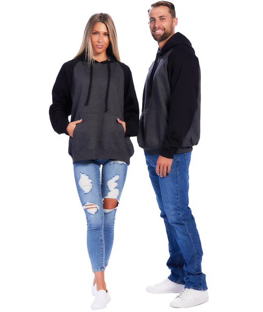 Coed Raglan Pullover Hoodie Fleece, 2-Tone
