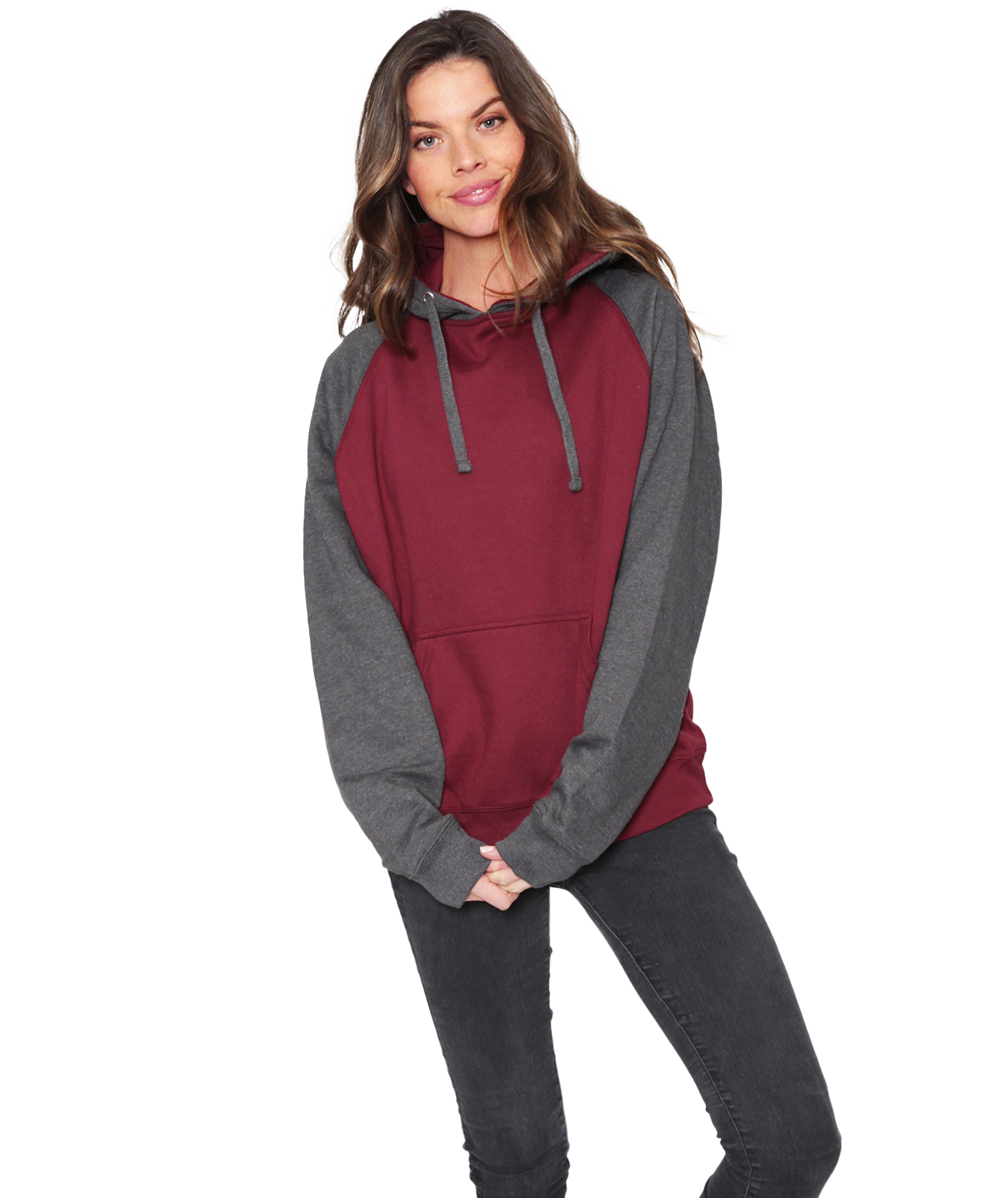 Coed Raglan Pullover Hoodie Fleece, 2-Tone