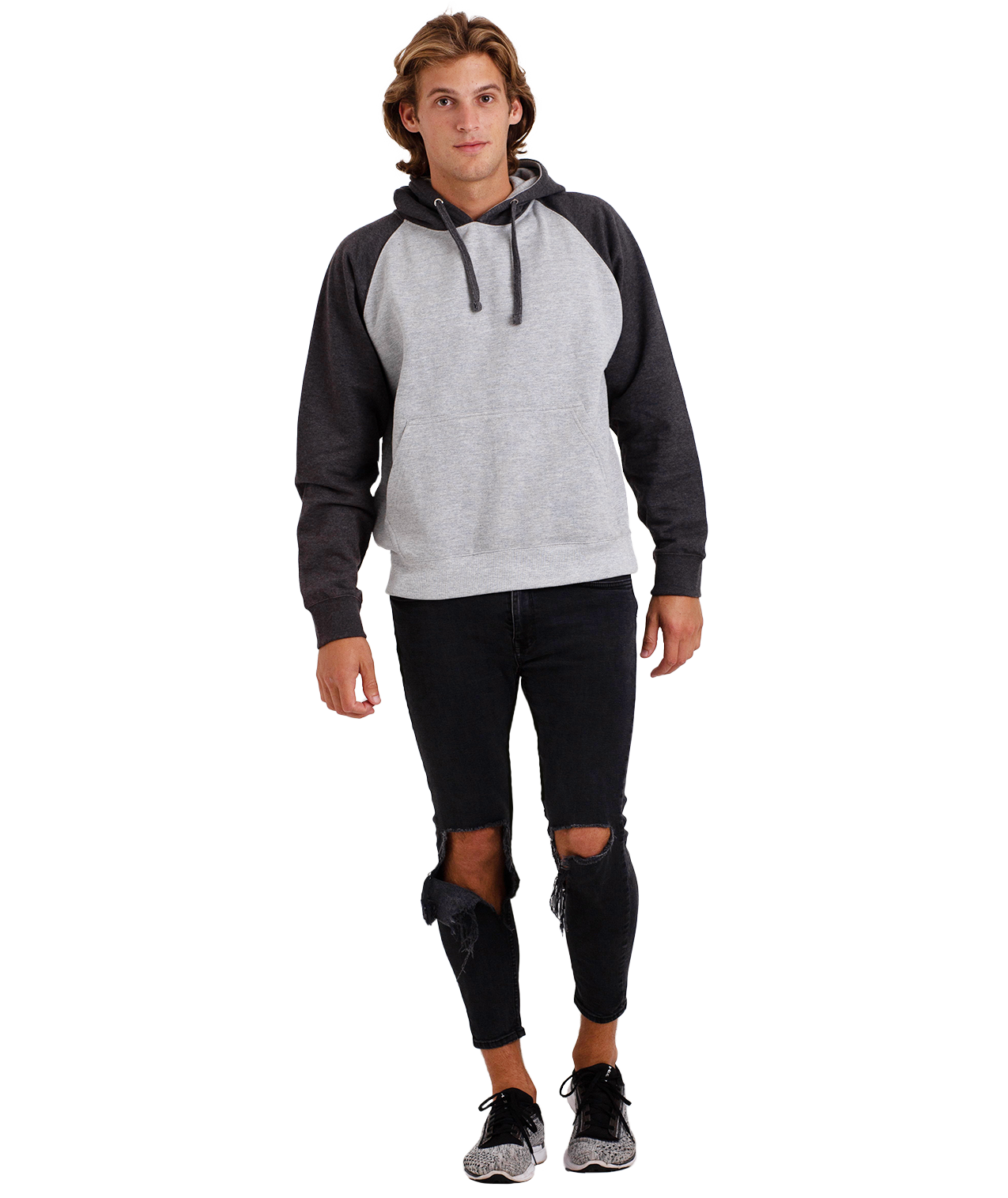 Coed Raglan Pullover Hoodie Fleece, 2-Tone