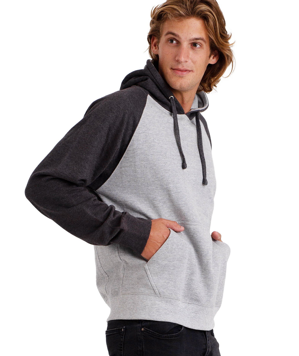 Coed Raglan Pullover Hoodie Fleece, 2-Tone