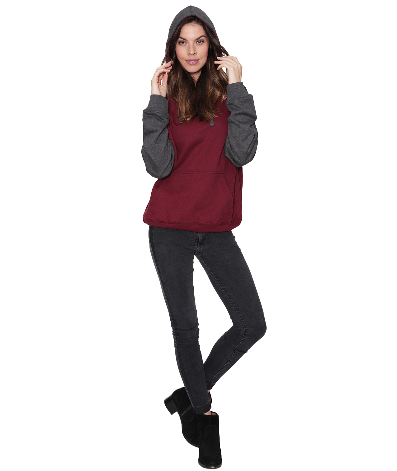 Coed Raglan Pullover Hoodie Fleece, 2-Tone
