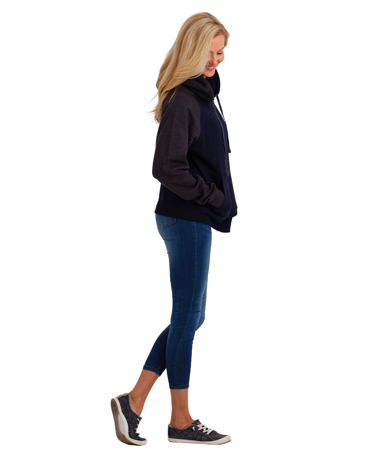 Coed Raglan Pullover Hoodie Fleece, 2-Tone