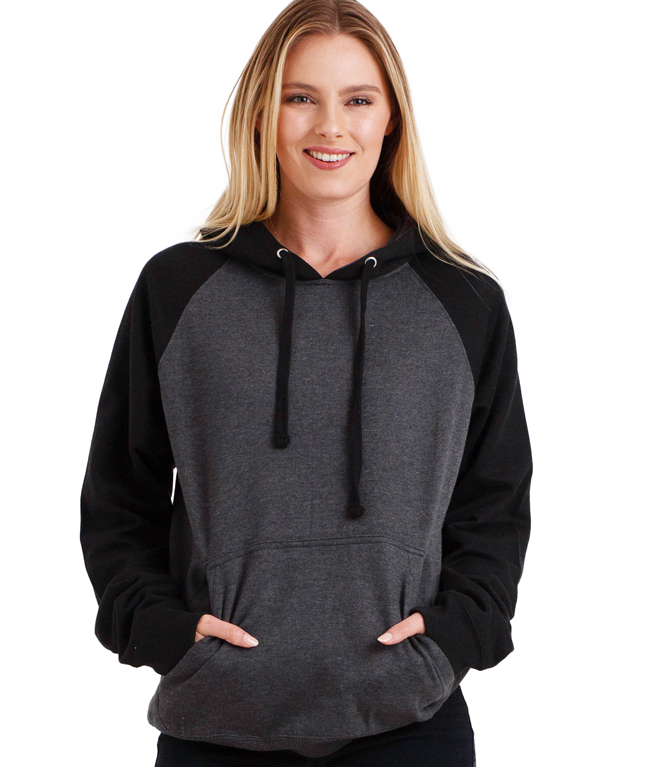 Coed Raglan Pullover Hoodie Fleece, 2-Tone