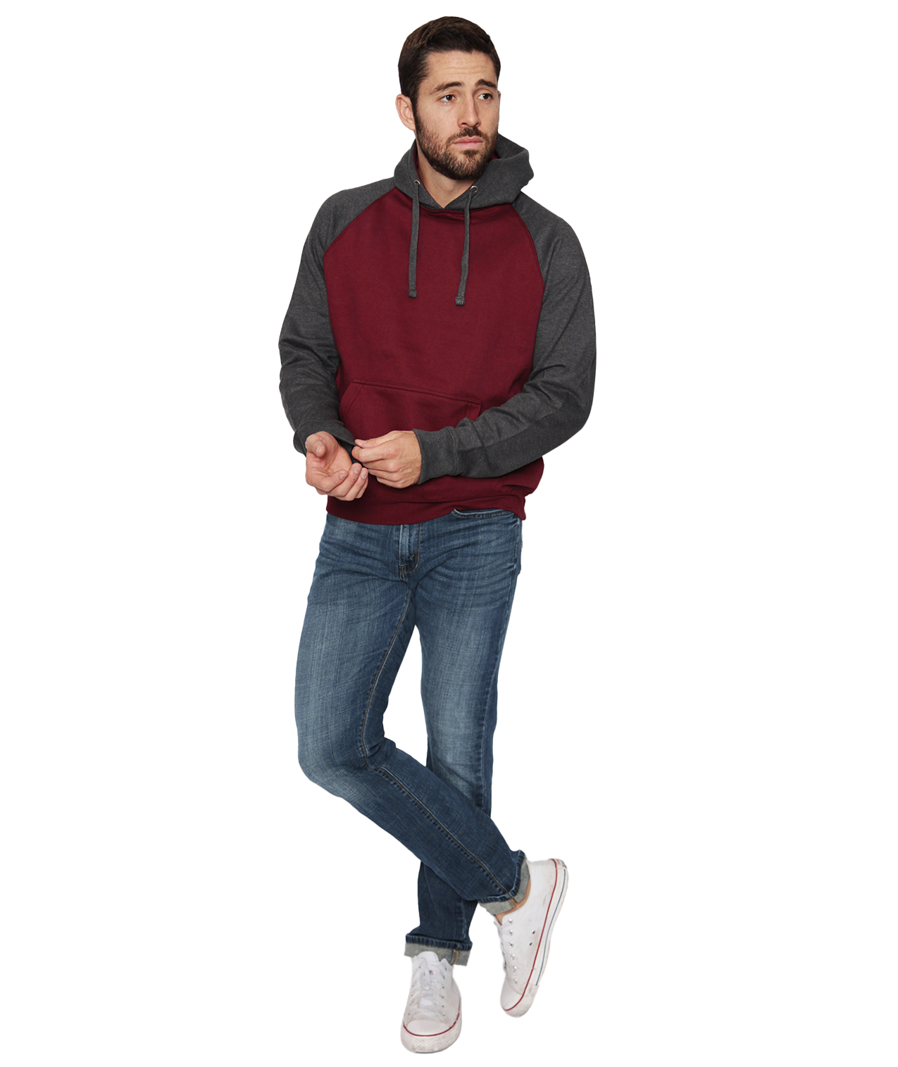 Coed Raglan Pullover Hoodie Fleece, 2-Tone
