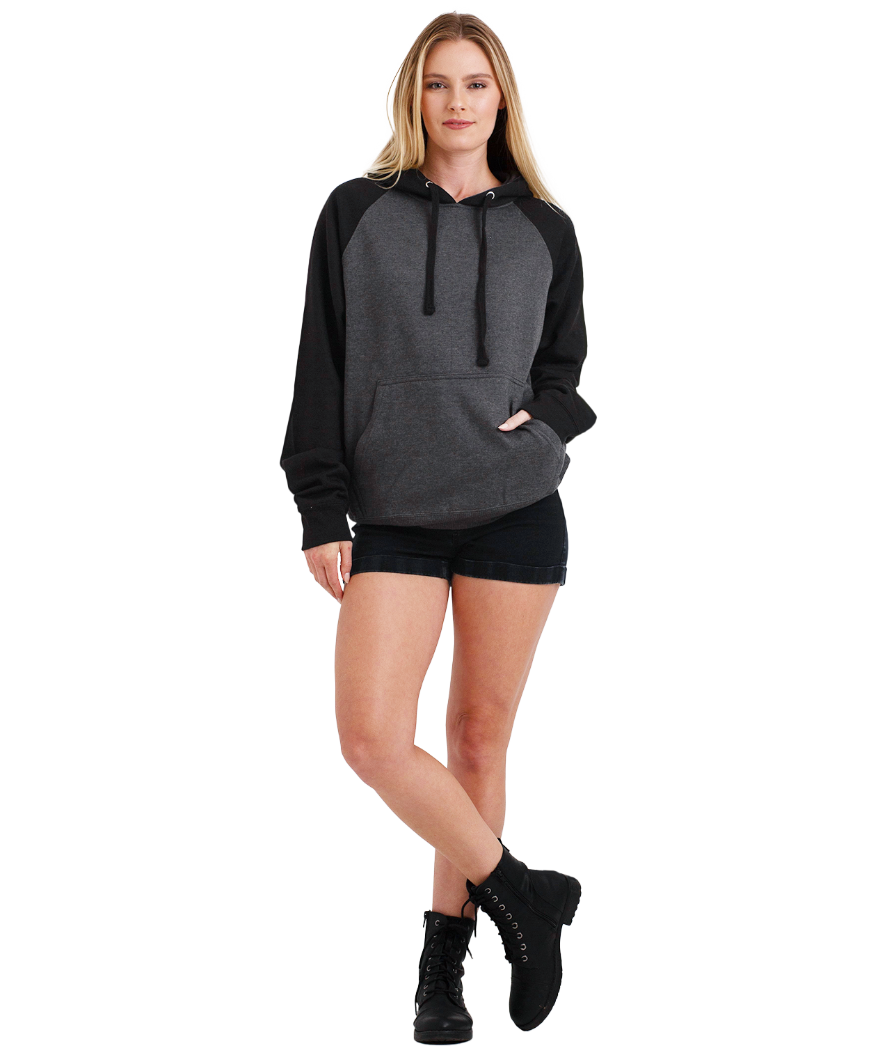 Coed Raglan Pullover Hoodie Fleece, 2-Tone