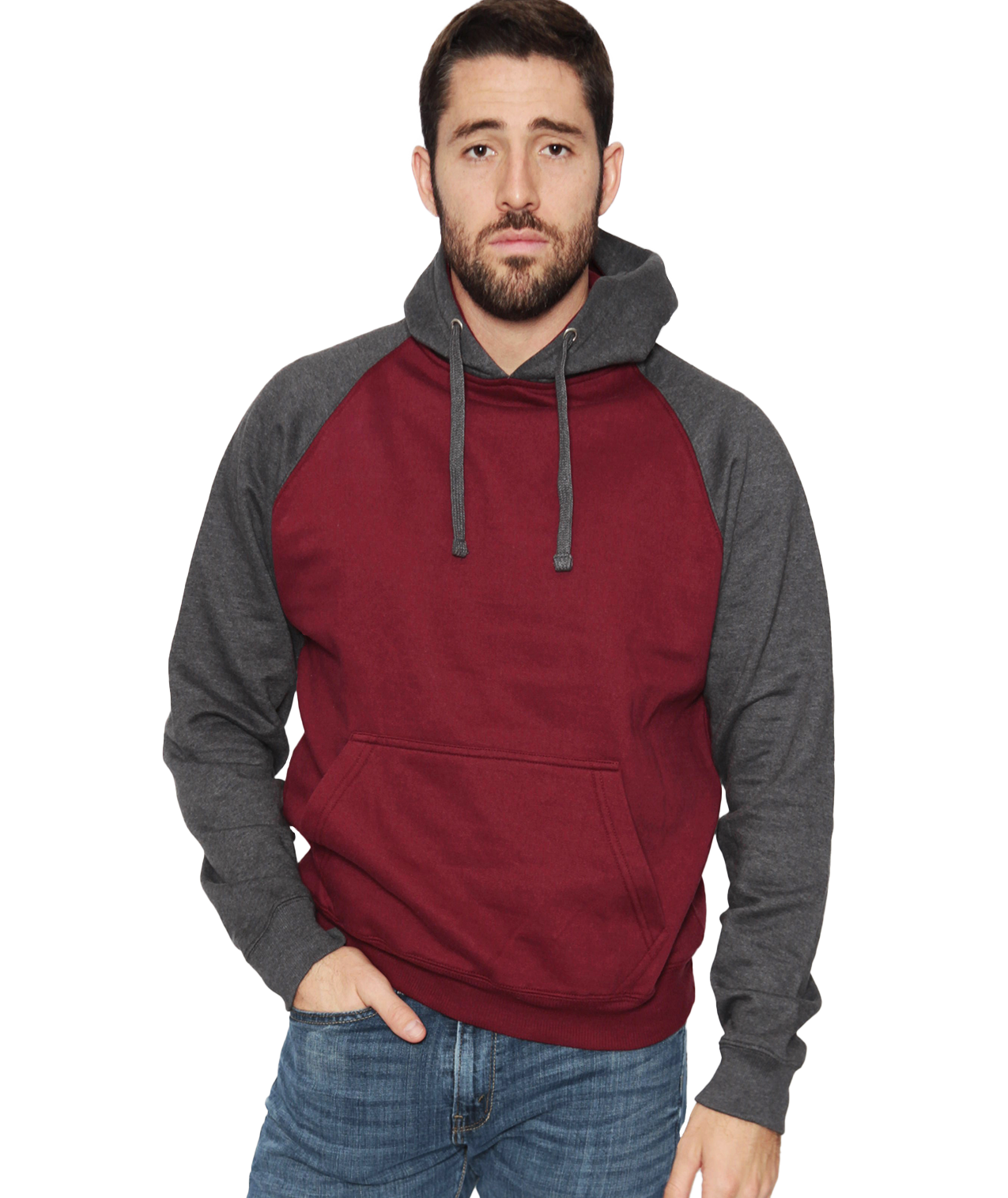 Coed Raglan Pullover Hoodie Fleece, 2-Tone